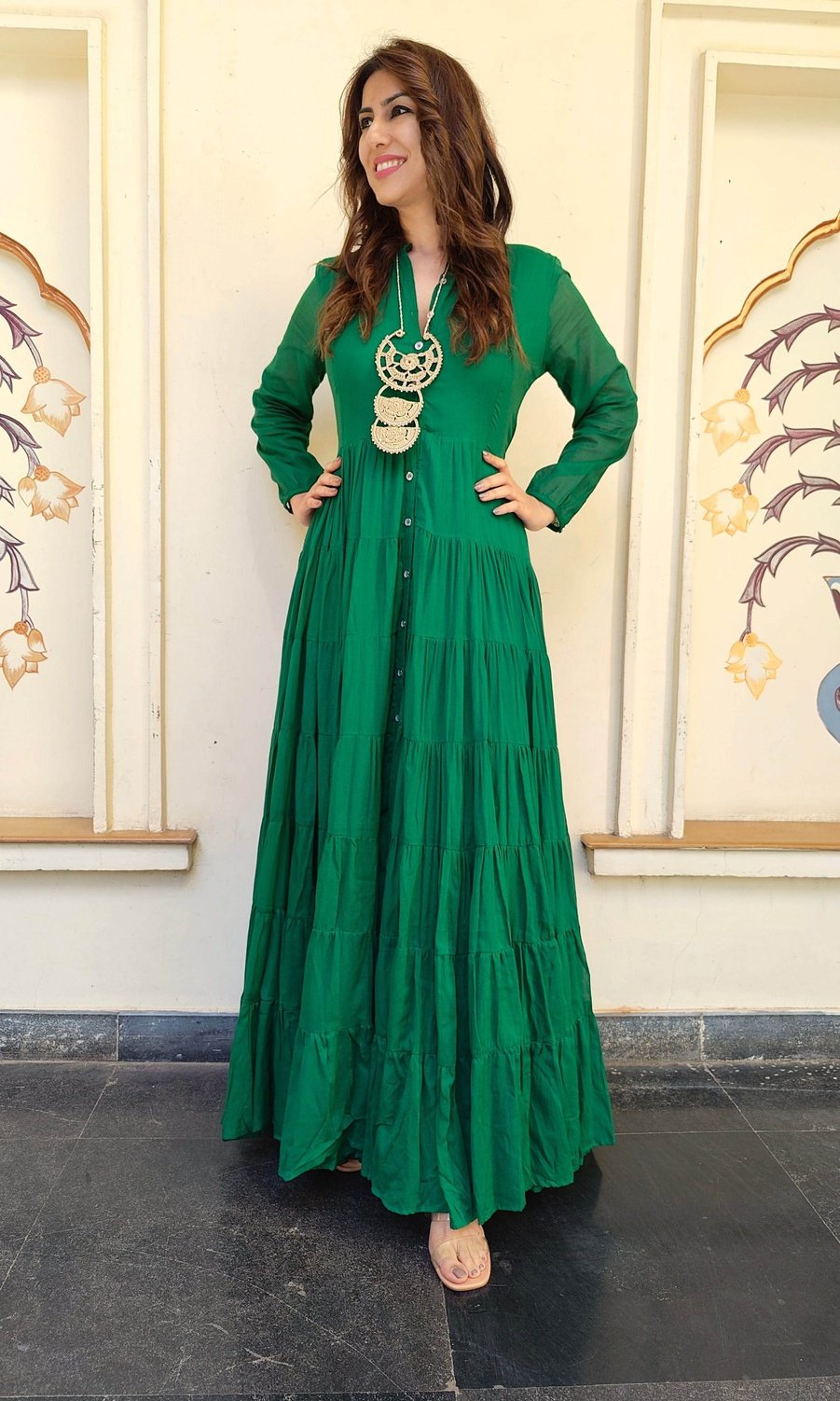 Green Colour Suits for Women Label DC